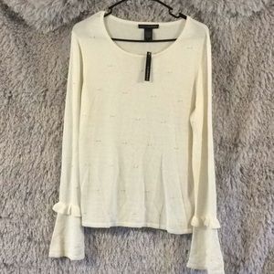 Grace Elements cream sweater with pearl accent